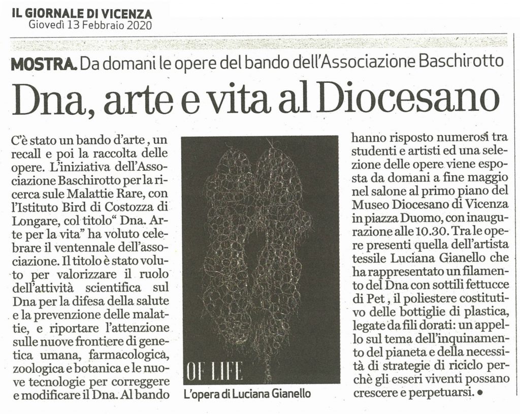 arte, mostra sul dna per festeggiare i vent'anni dell'Associazione Malattie Rare