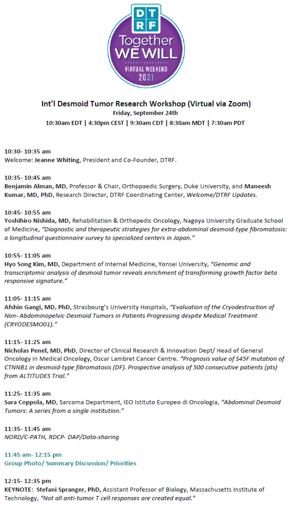 Programma Evento Desmoide Aggressiva